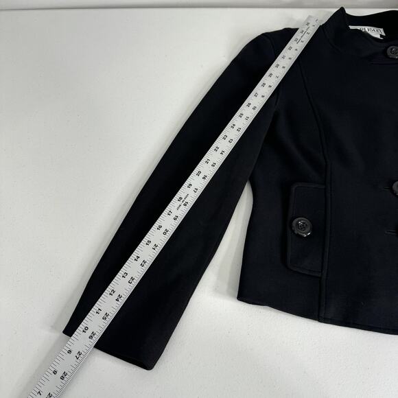 Carlisle Jacket Womens 6 Black Crop Ponte Knit Blazer Military Inspired Luxury - Picture 11 of 12